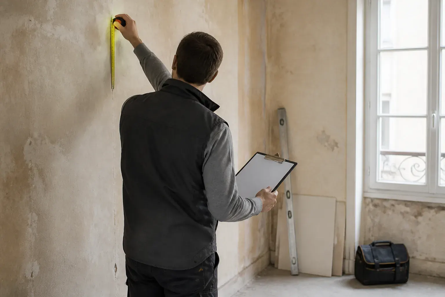 Visite technique d’une maison avant la préparation de travaux